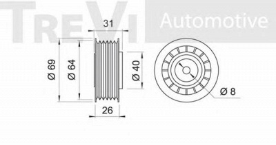 TREVI AUTOMOTIVE ta1073 -  Паразитный / ведущий ролик, поликлиновой ремень